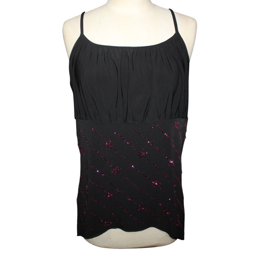 Y2K Cami Top 2X TEENIE WEENIE Sequin Asymmetrical Hem Urban Babydoll Shirt